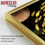 Golden Fishes Acrylic Floating Wall Painting Set of 2 - Decor Smart