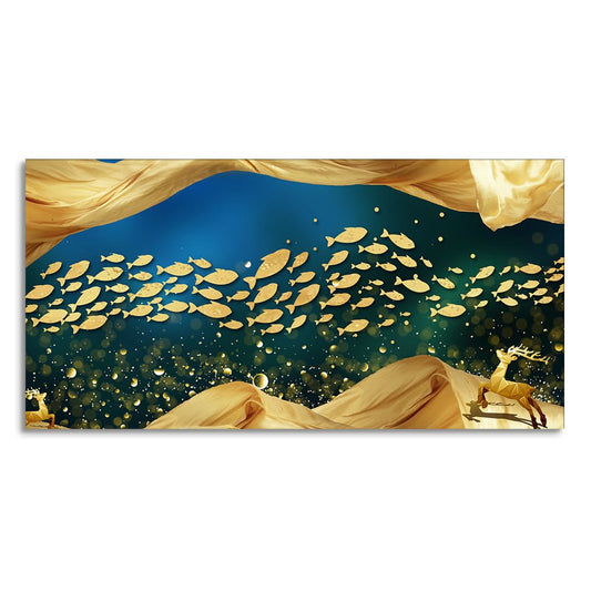 Golden Fishes in the ocean premium Canvas Wall Painting - Decor Smart