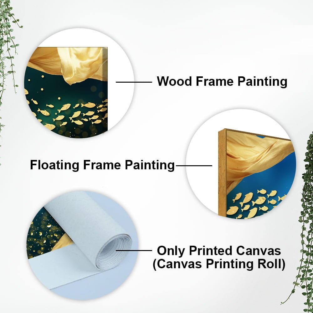 Golden Fishes in the ocean premium Canvas Wall Painting - Decor Smart