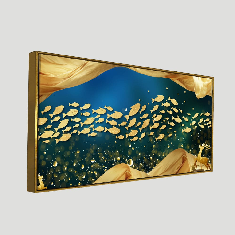 Golden Fishes in the ocean premium Canvas Wall Painting - Decor Smart