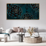 Golden Flowers Dahlia and Leaves Wall Painting - Decor Smart