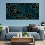 Golden Flowers Dahlia and Leaves Wall Painting - Decor Smart
