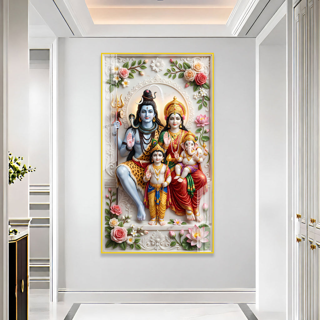 Shiv Parivar Acrylic Wall Painting for Living Room Home Decor