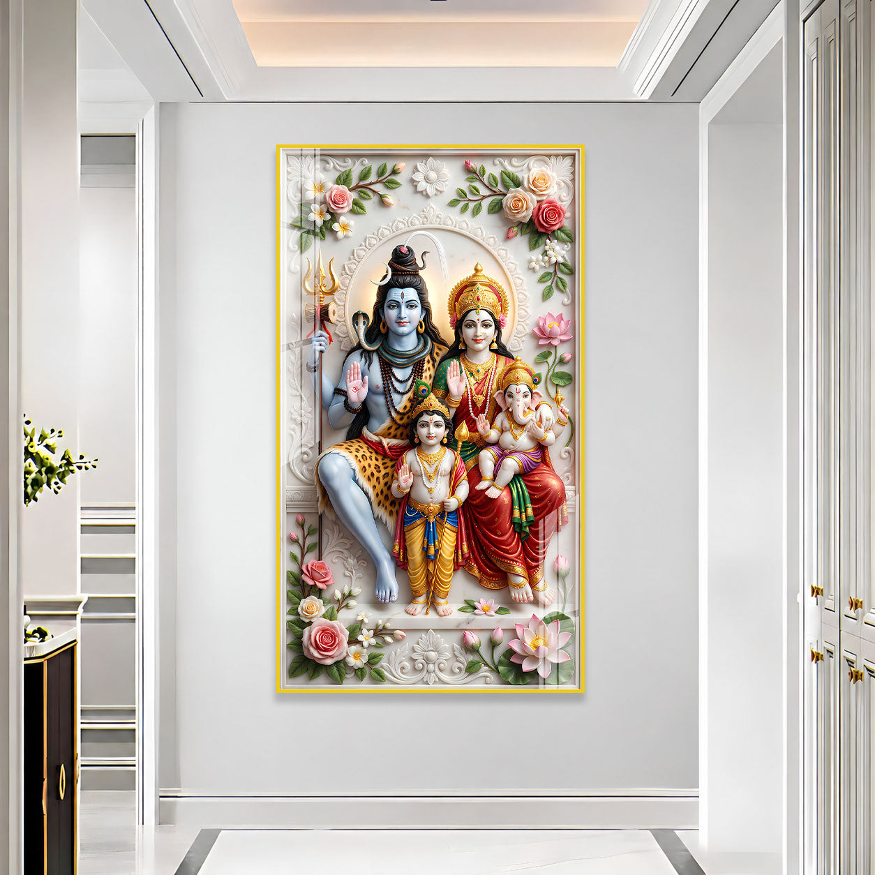 Shiv Parivar Acrylic Wall Painting for Living Room Home Decor
