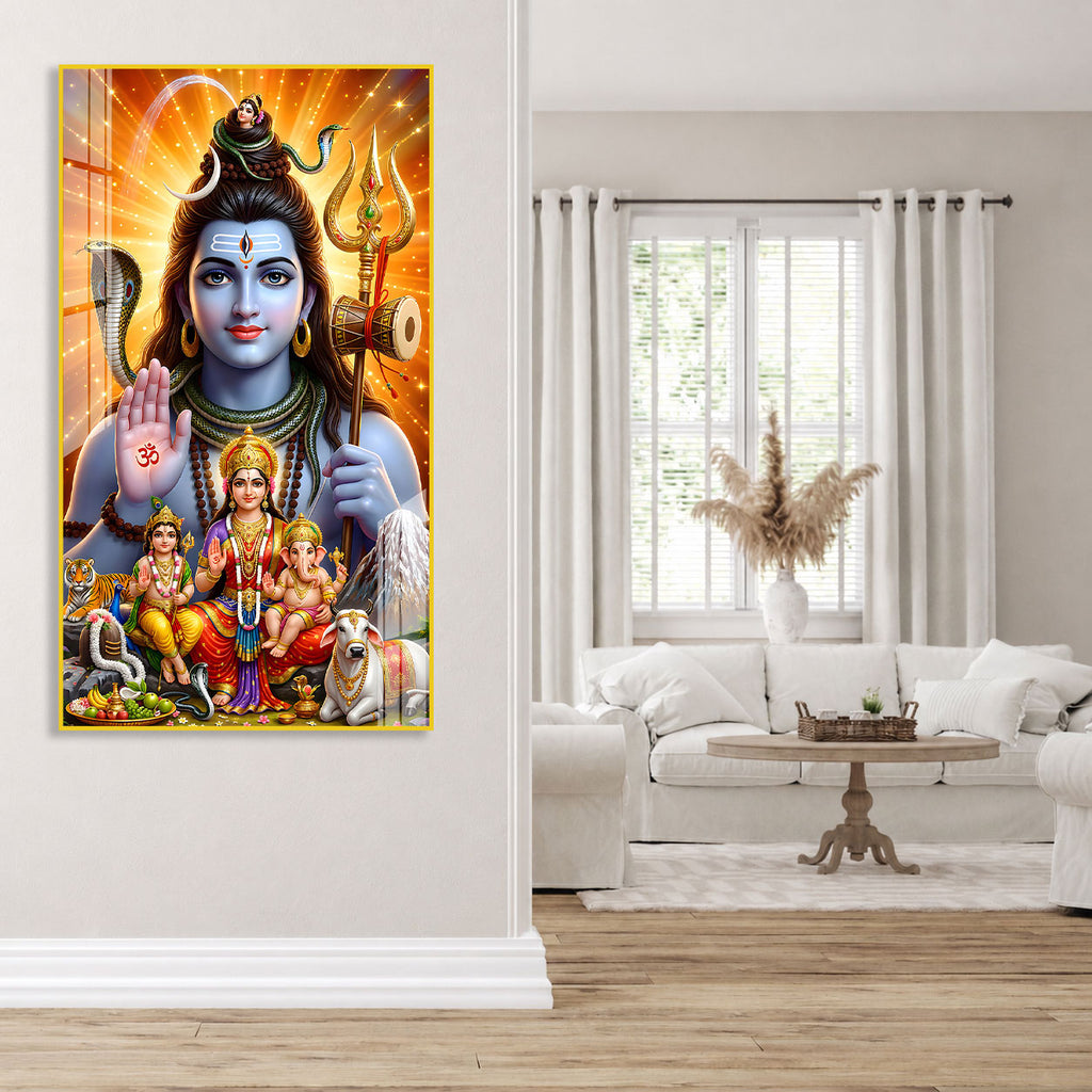 Lord Shiva Parvati Family Acrylic Wall Decor for Modern Home
