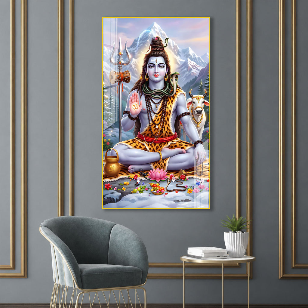 Lord Shiva Acrylic Glass Wall Painting for Modern Home Decor