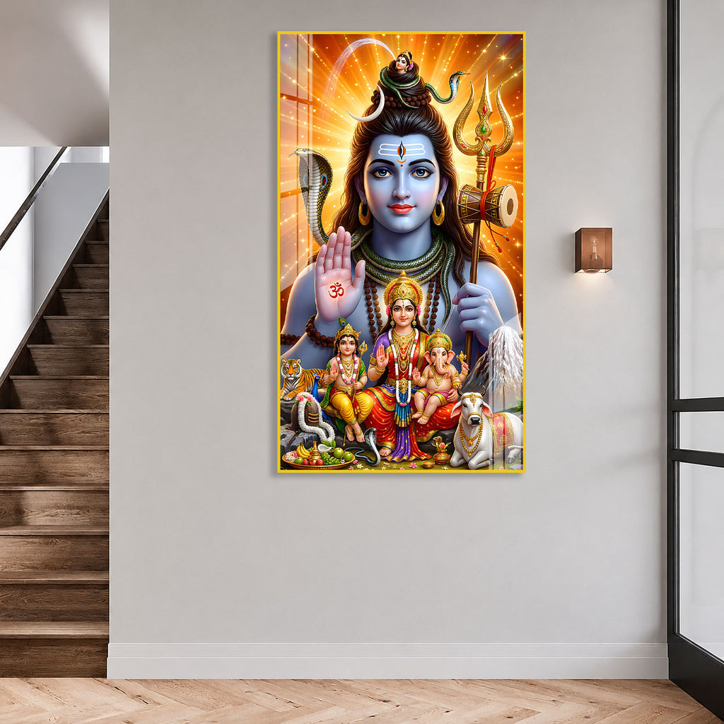 Lord Shiva Parvati Family Acrylic Wall Decor for Modern Home