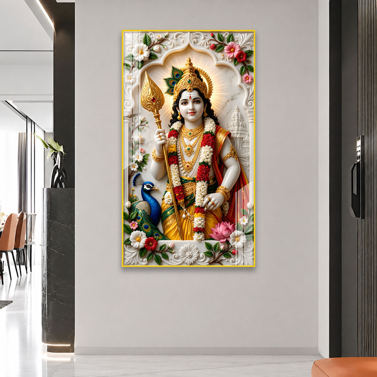 Lord Murugan Acrylic Wall Painting for Temple and Living Room
