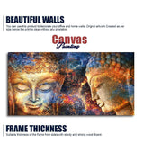 Golden Head of Lord Buddha Canvas Wall Painting - Decor Smart