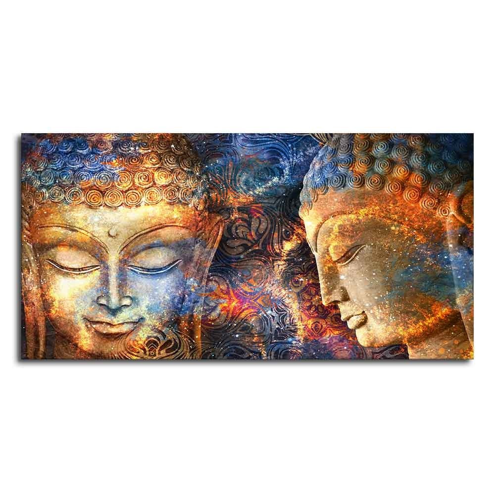 Golden Head of Lord Buddha Canvas Wall Painting - Decor Smart
