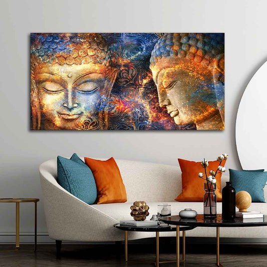 Golden Head of Lord Buddha Canvas Wall Painting - Decor Smart