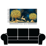 Golden Leaf Tree with Golden Deer Canvas wall Painting - Decor Smart