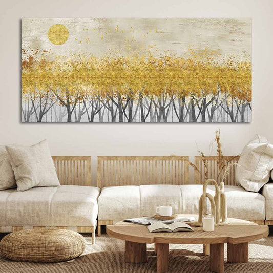 Golden Leaf Trees Canvas Wall Painting - Decor Smart