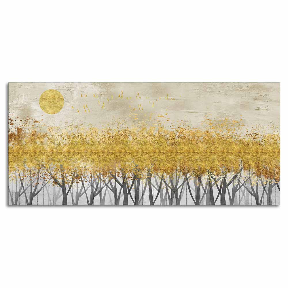 Golden Leaf Trees Canvas Wall Painting - Decor Smart