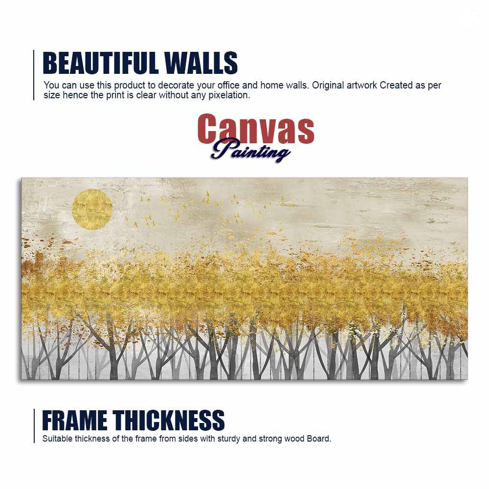Golden Leaf Trees Canvas Wall Painting - Decor Smart