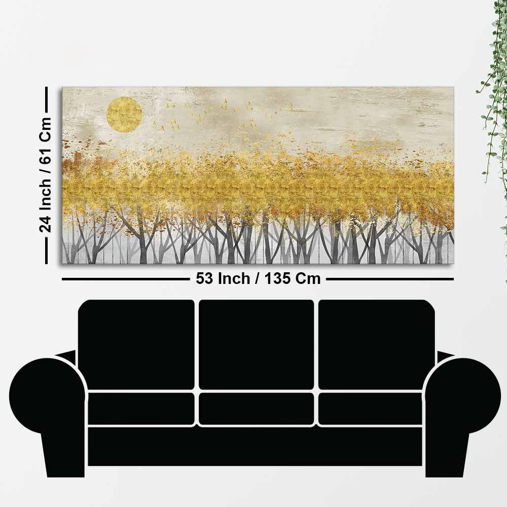 Golden Leaf Trees Canvas Wall Painting - Decor Smart