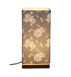 Golden Leaves Printed Table Lamp with Wooden Finish Base