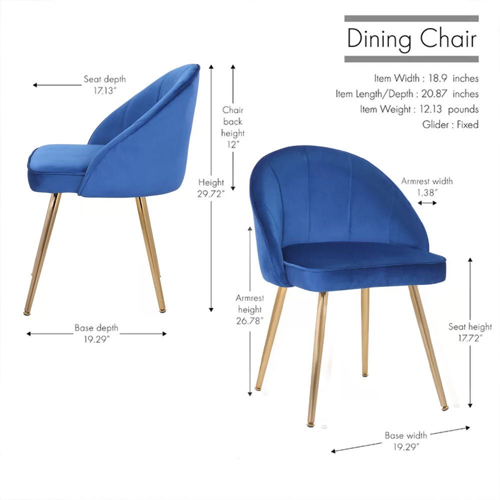 Golden Legged Royal Blue Velvet Accent Chair - Decor Smart