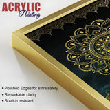 Golden Mandala Pattern Acrylic Floating Wall Painting Set of 2 - Decor Smart