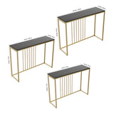 Golden Metallic Rectangular Shaped Black Marble Designer Console Table - Decor Smart