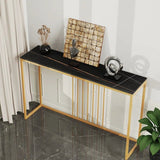 Golden Metallic Rectangular Shaped Black Marble Designer Console Table - Decor Smart