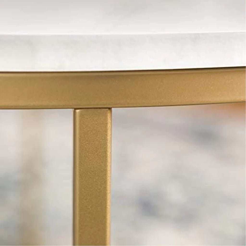 Golden Minimalist Metal Center Table in Criss Cross Design - Decor Smart