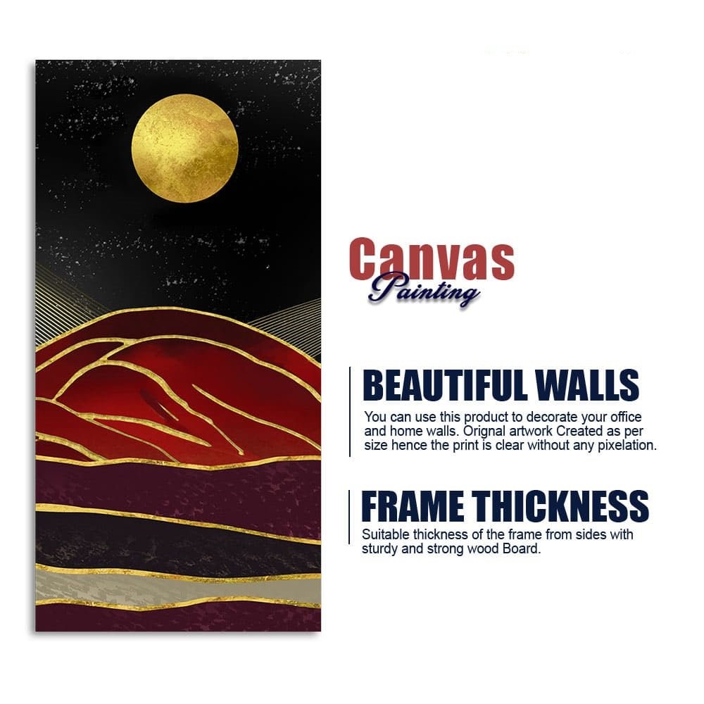 Golden Mountain lines Art Premium Canvas Wall Painting - Decor Smart