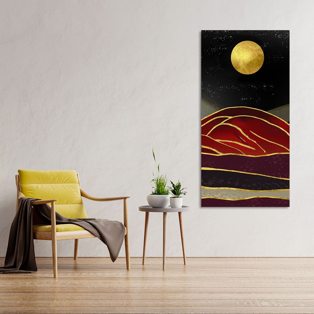 Golden Mountain lines Art Premium Canvas Wall Painting - Decor Smart
