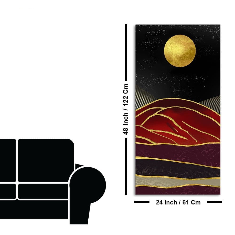 Golden Mountain lines Art Premium Canvas Wall Painting - Decor Smart