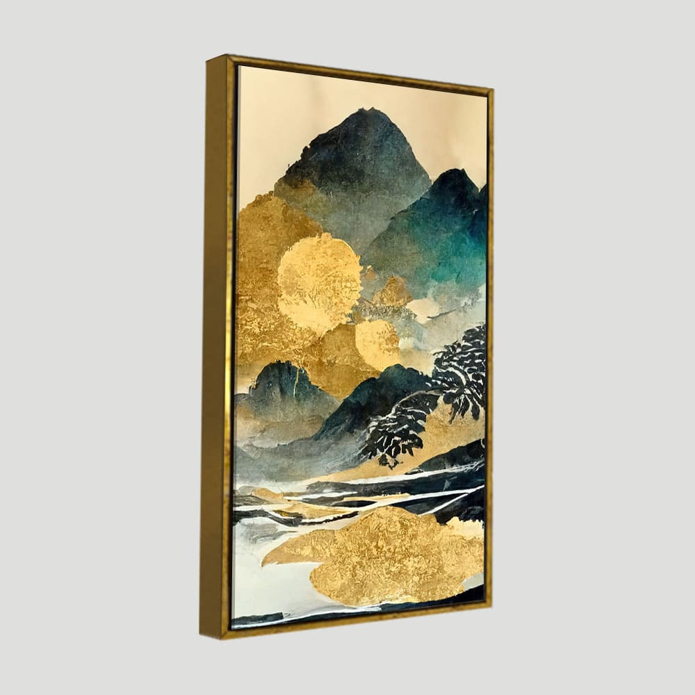 Golden Mountain Scenery of Mount Fuji Premium Wall Painting - Decor Smart