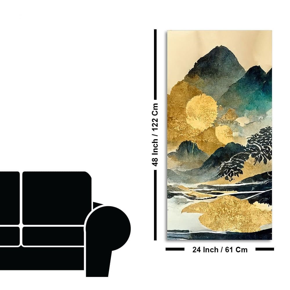 Golden Mountain Scenery of Mount Fuji Premium Wall Painting - Decor Smart
