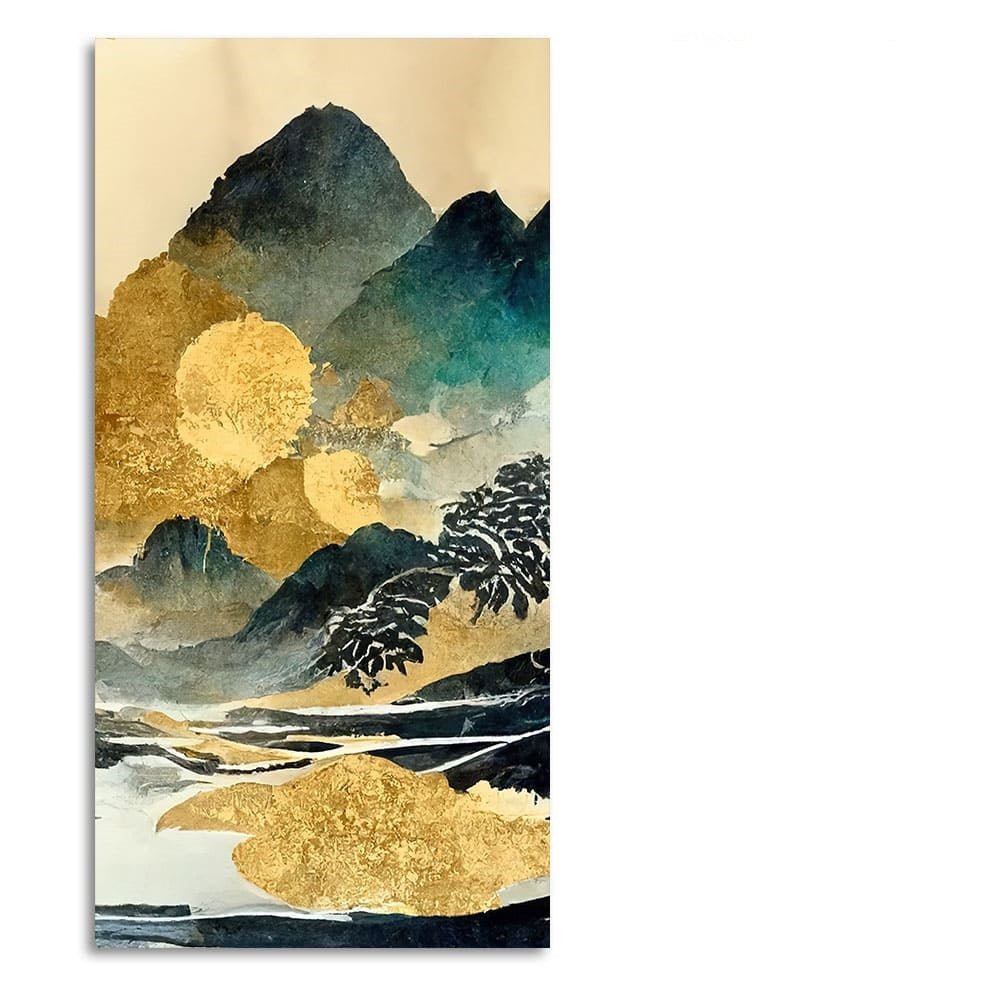 Golden Mountain Scenery of Mount Fuji Premium Wall Painting - Decor Smart