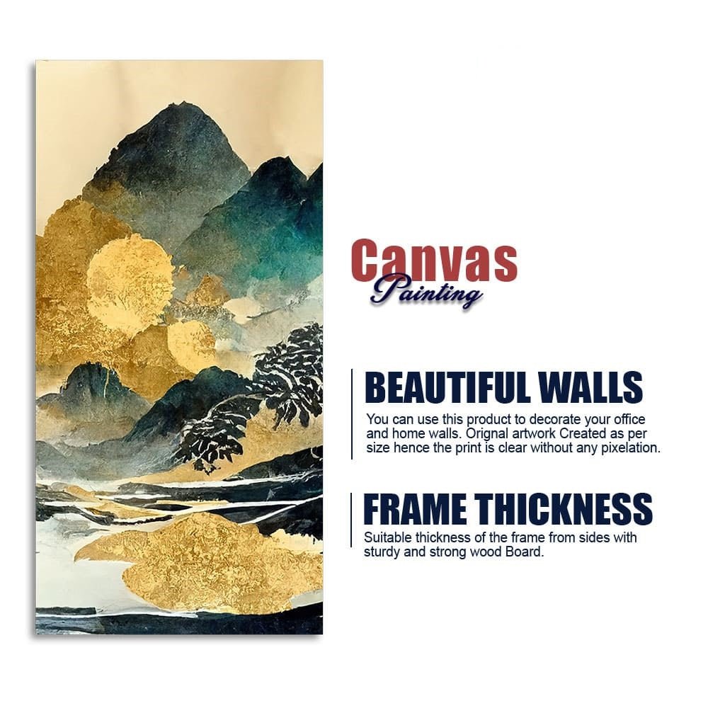 Golden Mountain Scenery of Mount Fuji Premium Wall Painting - Decor Smart