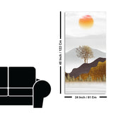 Golden Mountain with Beautiful Sunrise Premium Canvas Wall Painting - Decor Smart