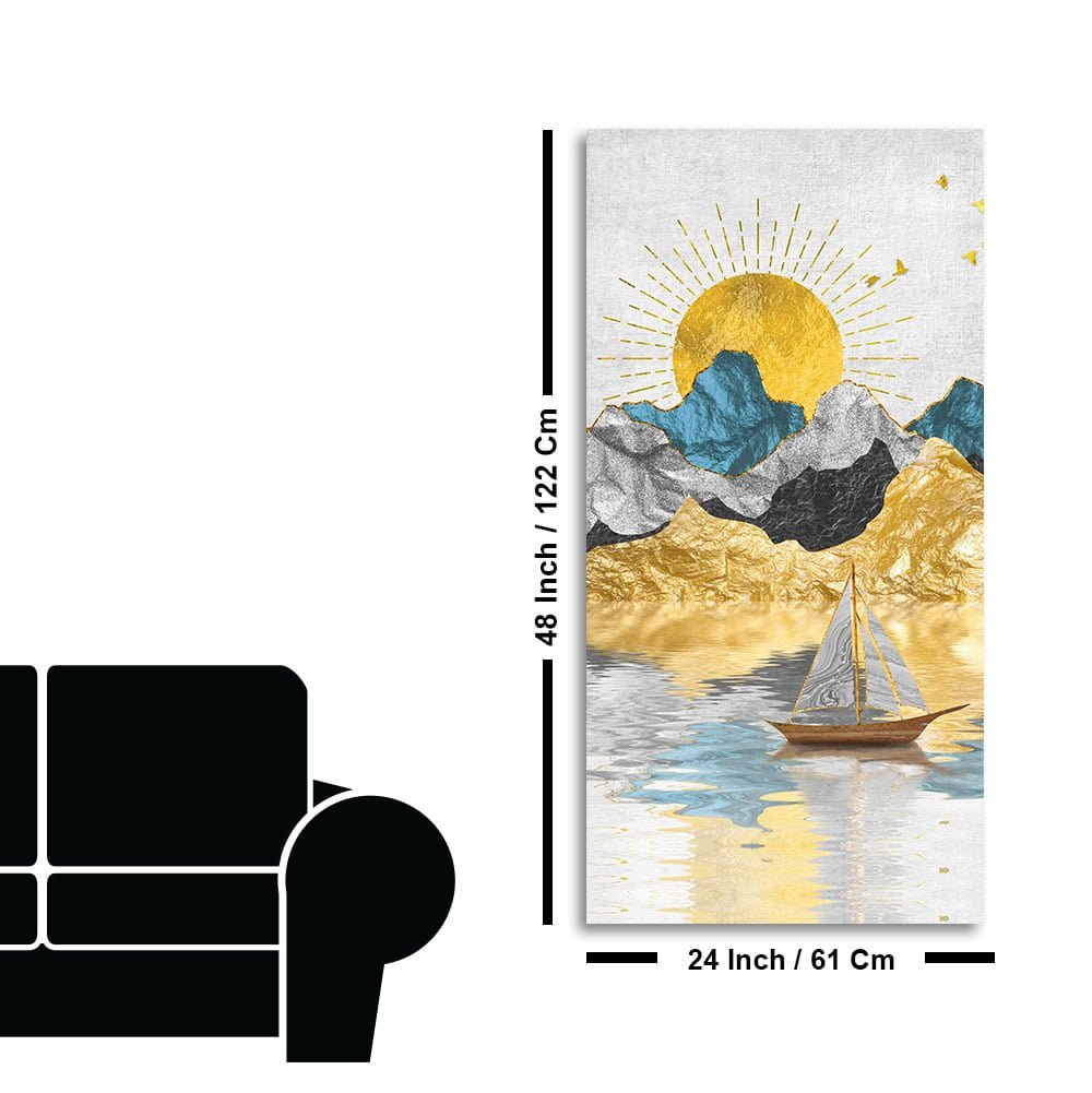 Golden Mountains and Beautiful Sunrise Scenery Canvas Wall Painting - Decor Smart