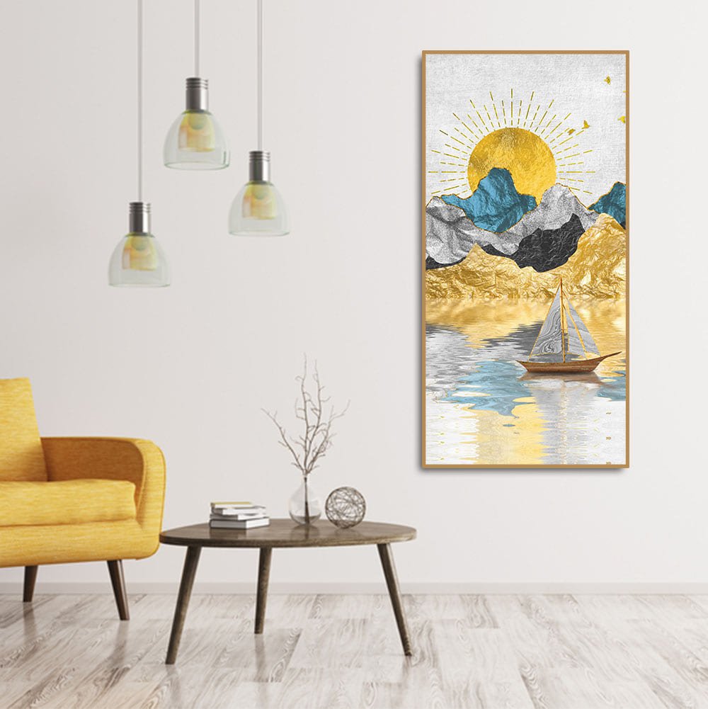 Golden Mountains and Beautiful Sunrise Scenery Canvas Wall Painting - Decor Smart