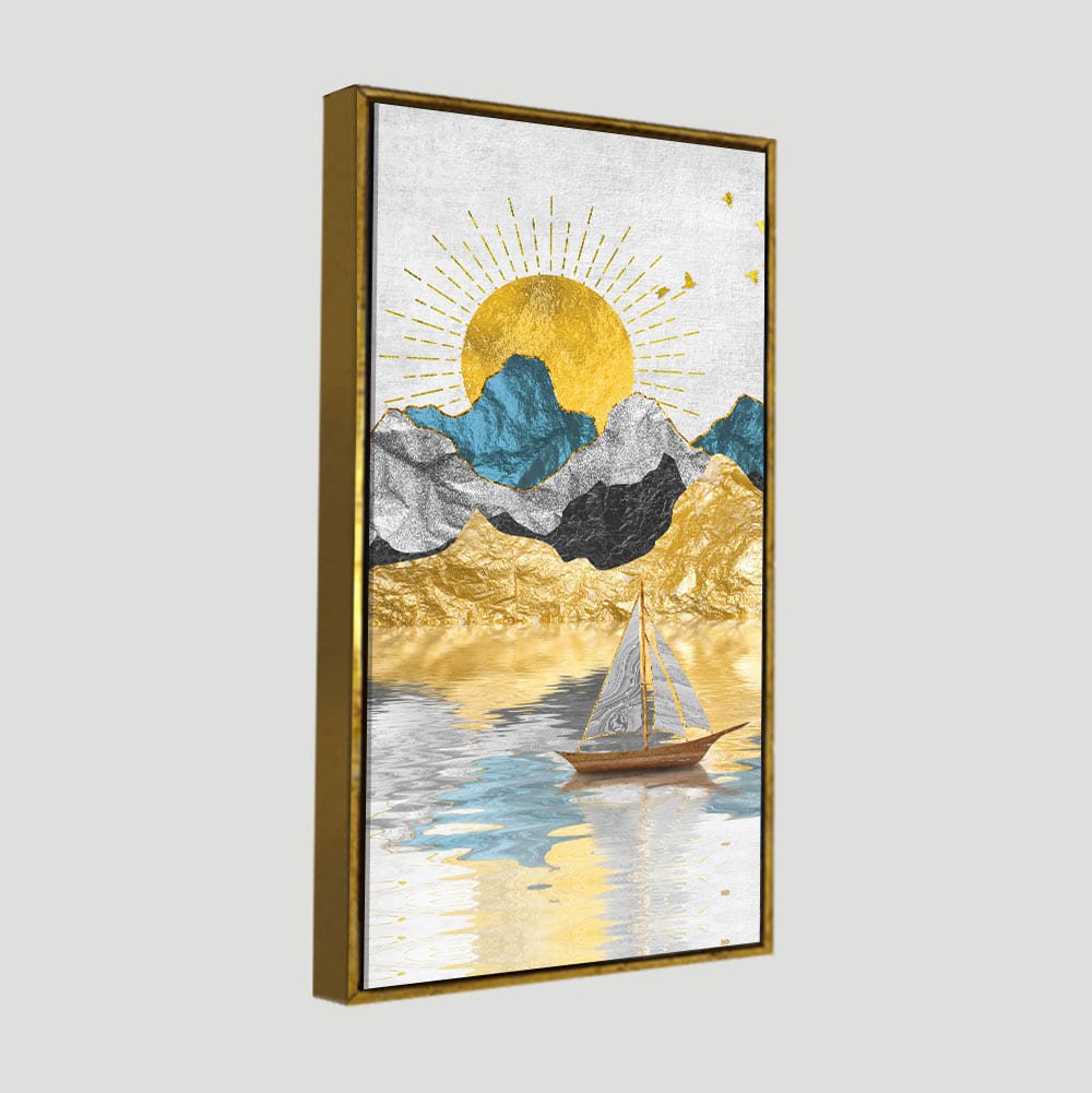 Golden Mountains and Beautiful Sunrise Scenery Canvas Wall Painting - Decor Smart
