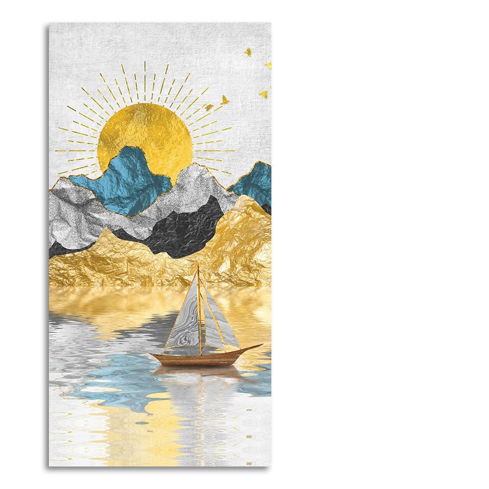 Golden Mountains and Beautiful Sunrise Scenery Canvas Wall Painting - Decor Smart