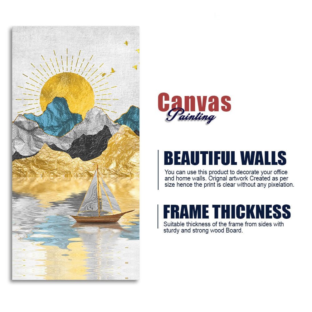 Golden Mountains and Beautiful Sunrise Scenery Canvas Wall Painting - Decor Smart
