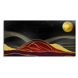 Golden Mountains lines Art with Moon Canvas Wall Painting - Decor Smart