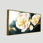 Golden Particles with Flower Premium Canvas Wall Painting