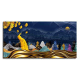 Golden Peacock in Dark Forest Premium Wall Painting - Decor Smart