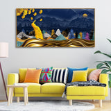 Golden Peacock in Dark Forest Premium Wall Painting - Decor Smart