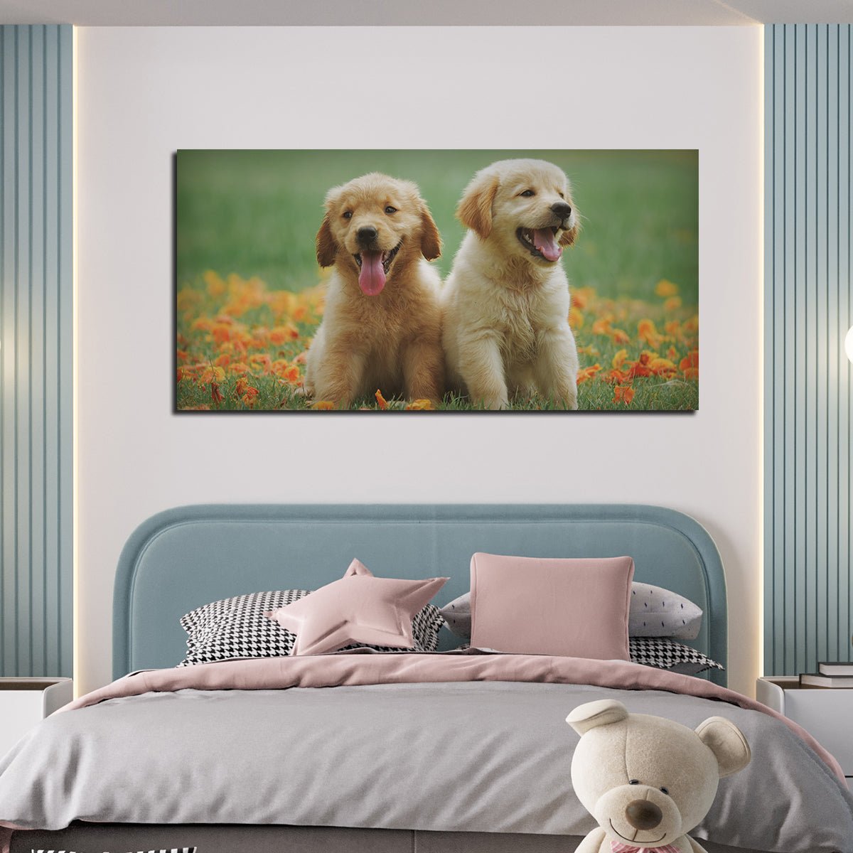 Golden Retriever Puppies Premium Canvas Wall Painting - Decor Smart