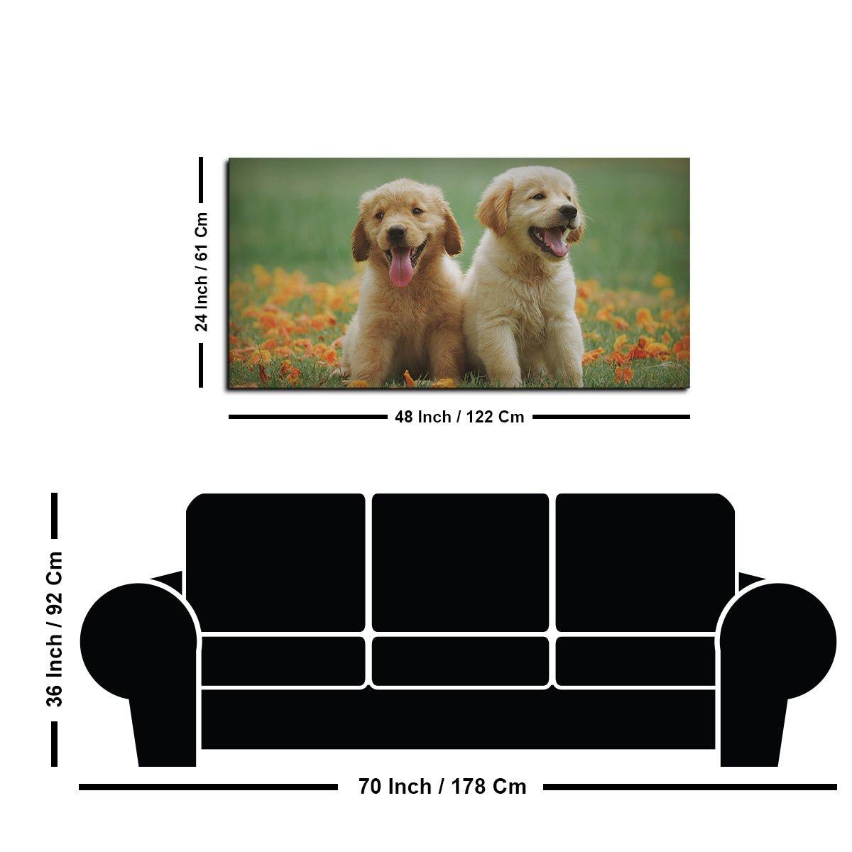 Golden Retriever Puppies Premium Canvas Wall Painting - Decor Smart