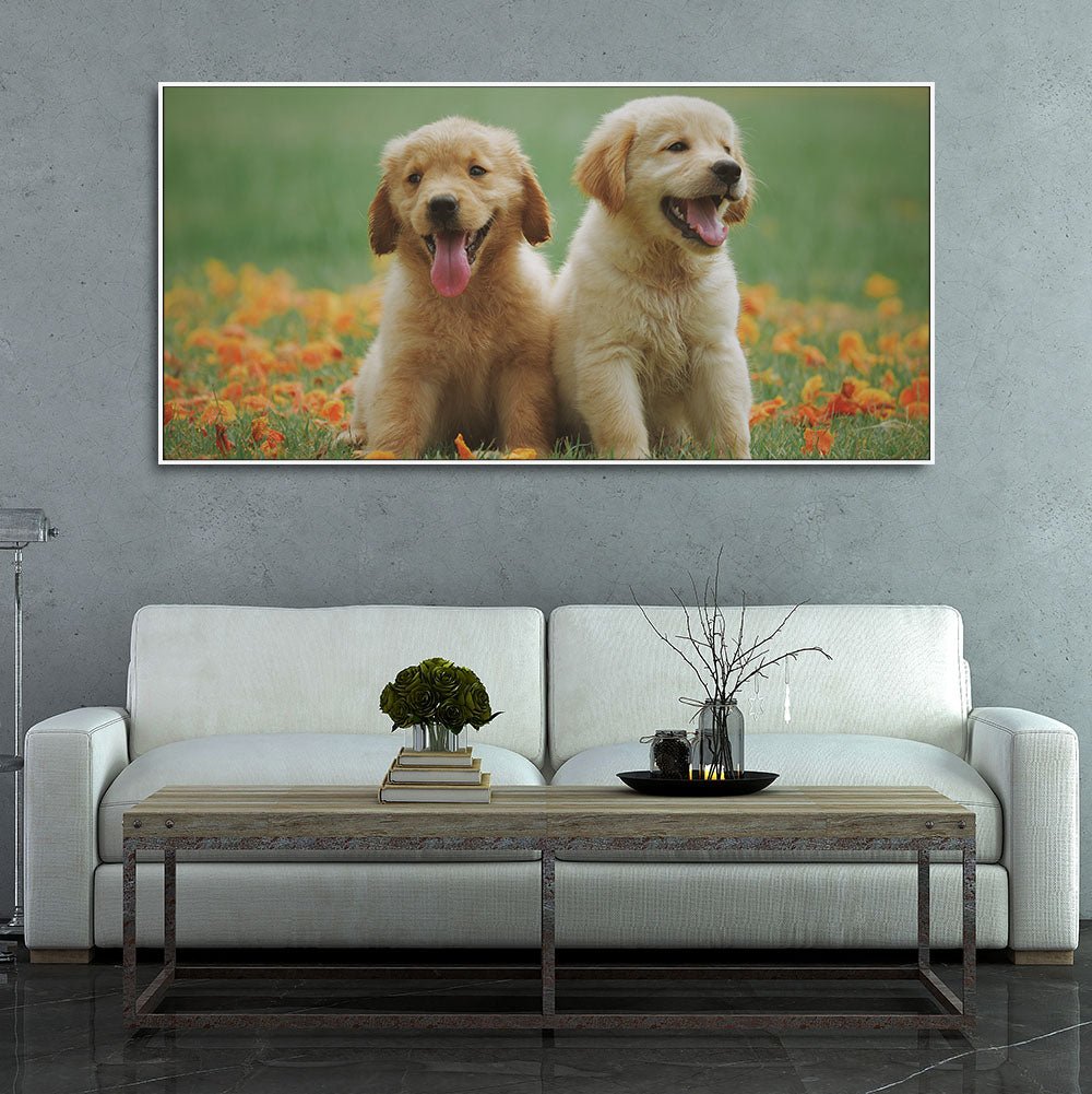 Golden Retriever Puppies Premium Canvas Wall Painting - Decor Smart
