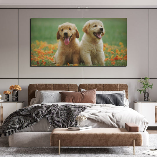 Golden Retriever Puppies Premium Canvas Wall Painting - Decor Smart