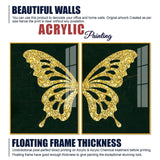 Golden Sparkling Butterfly Acrylic Floating Wall Painting Set of - Decor Smart