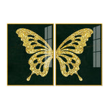 Golden Sparkling Butterfly Acrylic Floating Wall Painting Set of - Decor Smart