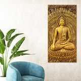 Golden Statue of Lord Gautam Buddha Canvas Wall Painting - Decor Smart